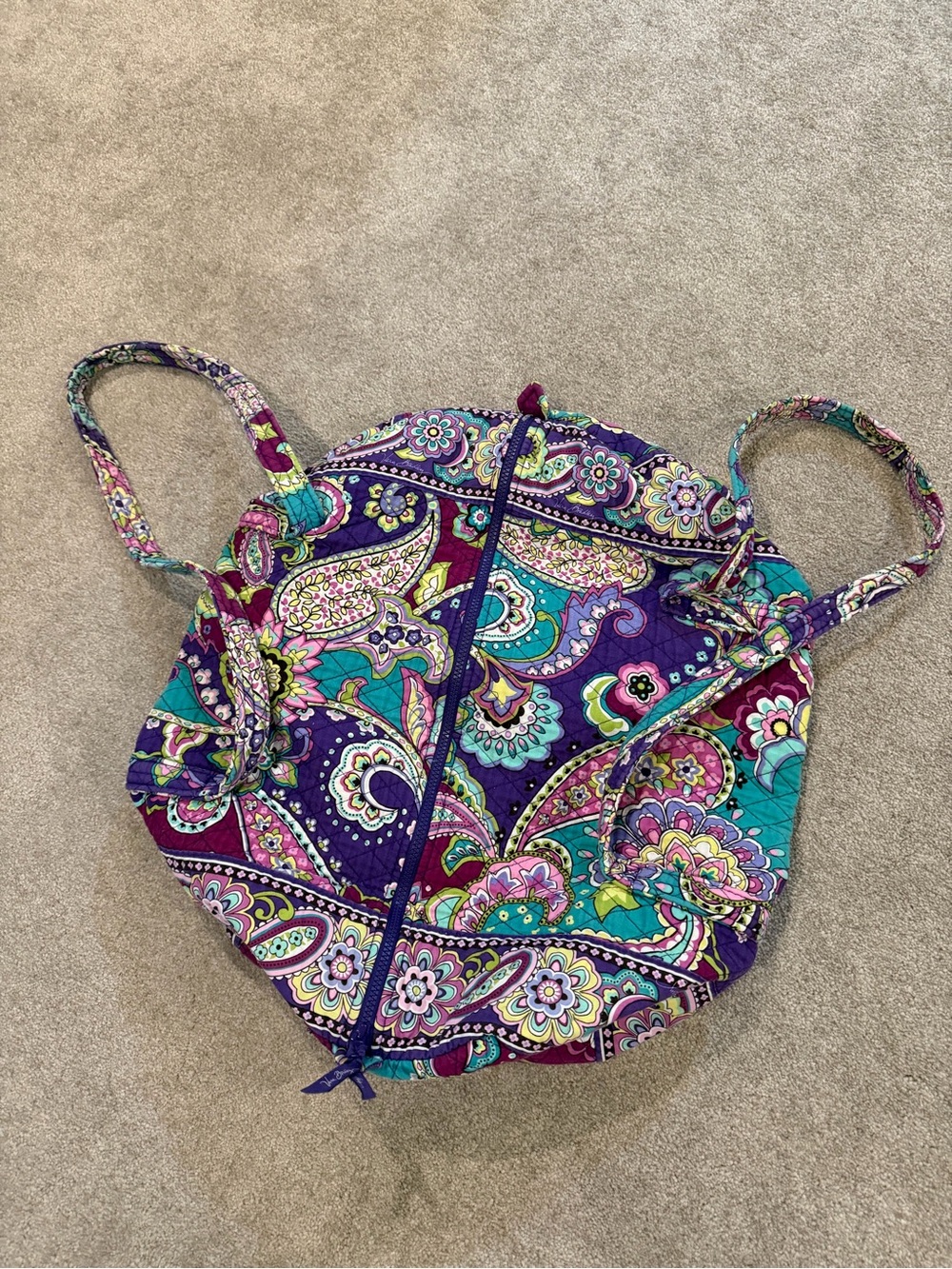 Vera Bradley Purple Multi Quilted Paisley Drawstring Tote